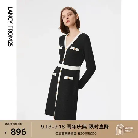 朗姿羊毛法式小香风高级感气质时尚别致内搭女2023春季新款连衣裙图片