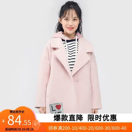 艾格2023春季女装百搭宽松长袖休闲领毛呢大衣女外套Y41商品大图