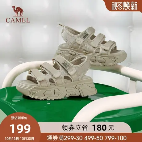 骆驼女鞋2023夏季新款百搭厚底运动凉鞋女增高休闲耐磨时尚沙滩鞋商品大图