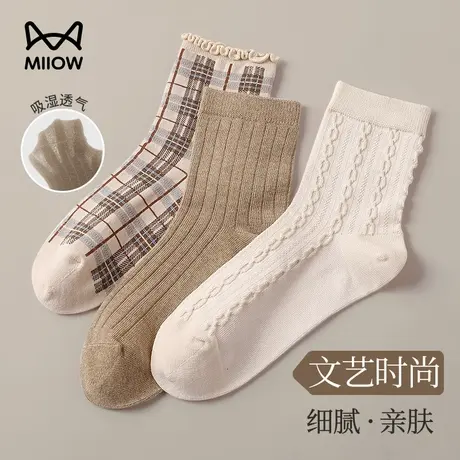 猫人中筒袜女士春秋季日系可爱花边复古礼盒装袜子女生潮网红款图片