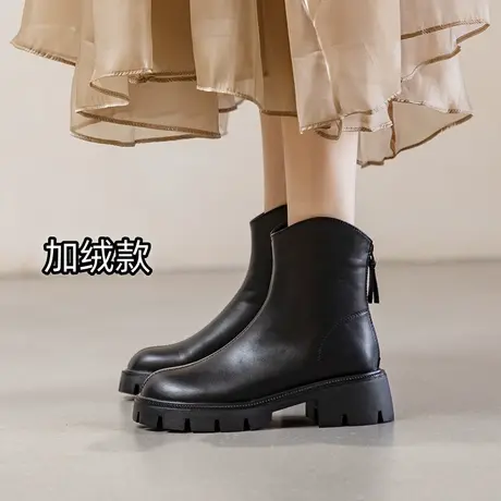 撸新款—韩都衣舍冬季加绒保暖马丁靴女图片