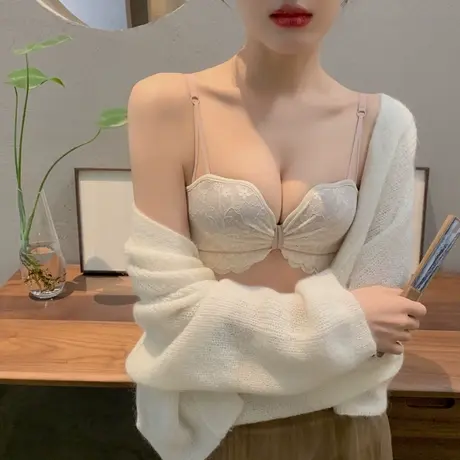 内衣女小胸聚拢学生大学少女bra无钢圈收副乳防下垂蕾丝文胸套装商品大图