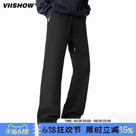 VIISHOW夏季薄款闲裤男美式潮流宽松阔腿直筒裤百搭纯色垂感长裤商品大图