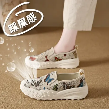 老北京布鞋女士夏时尚妈妈鞋软底舒适帆布渔夫鞋透气休闲懒人单鞋商品大图
