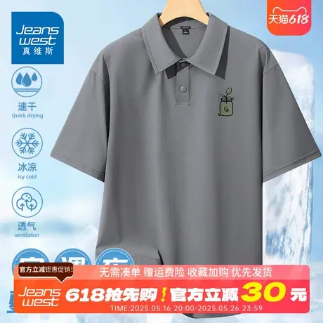 GV真维斯爸爸短袖t恤男夏季冰丝polo衫男士夏装青年男装半袖上衣D商品大图