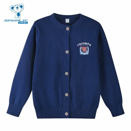 PV真维斯童装2025春季新款 学院风男童针织衫纯棉单排扣开衫外套商品大图