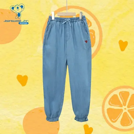 【商场同款】JJ真维斯女童夏季款潮流中大童九分裤束脚牛仔裤图片