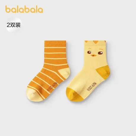 巴拉巴拉女宝宝袜子中筒秋季黄色小童萌鸡小队儿童条纹萌趣超好看图片