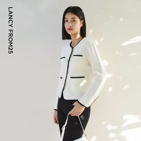 LANCY/朗姿2023秋季新款法式小香风针织短外套女高端气质开衫商品大图