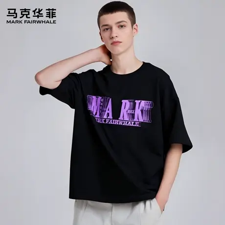 马克华菲 deer 美式幻影印花短袖t恤男款夏季新款宽松纯棉体恤女商品大图
