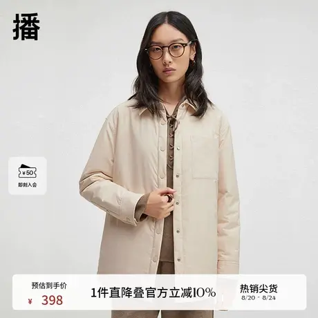 播2024冬季新款休闲宽松棉服外套女轻薄翻领棉衣DDR4PD5070商品大图