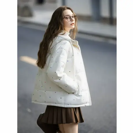 唐狮冬季女刺绣满印短款棉衣女冬季棉服高级感秋冬外套时尚TUTA图片