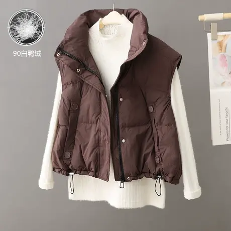 短款洋气羽绒马甲女外穿2023秋冬新款韩版90白鸭绒外搭坎肩厚外套商品大图