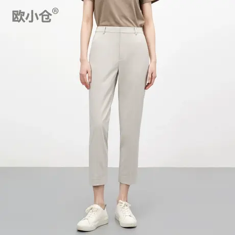 欧小仓coolmax八分烟管裤通勤ol小个子薄西裤白色春夏七分西装裤商品大图