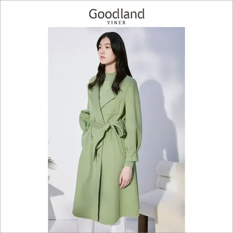 音儿美地女装2022冬季新款羊毛呢子大衣系带收腰小个子外套商品大图