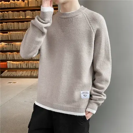 秋冬季男士新款毛衣纯色长袖T恤修身上衣服针织内搭打底衫男秋装商品大图