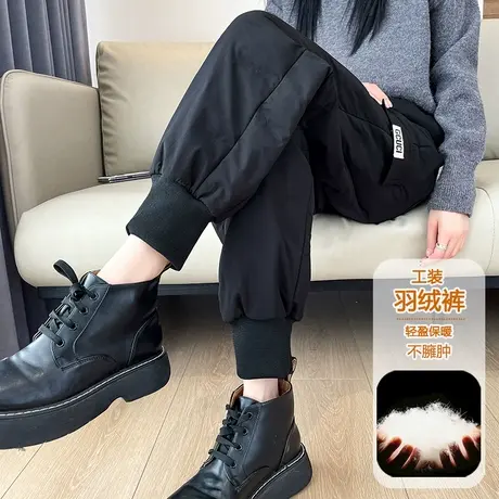 轻量化羽绒裤女冬季外穿时尚2023新款高腰白鸭绒高端户外工装棉裤商品大图