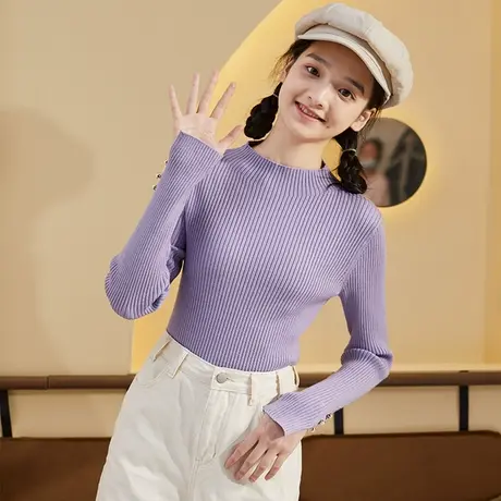 唐狮针织打底衫女百搭春秋新款内搭修身长袖毛衣圆领套头上衣小众图片