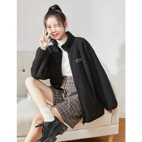 唐狮[犬系女孩]外套摇粒绒女装新款秋冬上衣宽松潮短外套超好看图片