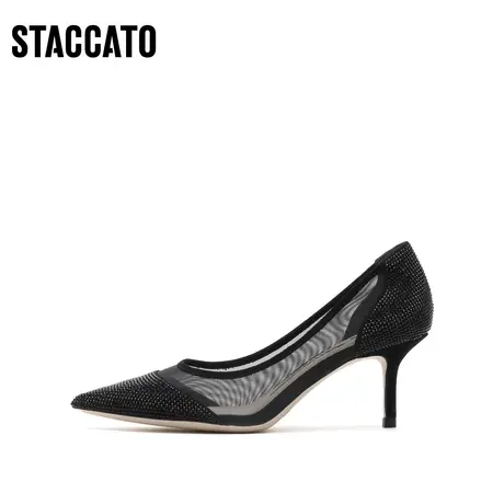 思加图新款气质尖头细高跟鞋单鞋婚鞋凉鞋女鞋子ED302AQ2图片