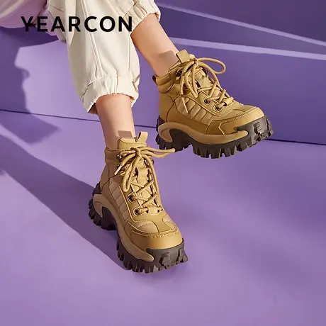 意尔康登山鞋马丁靴防水女2023新款冬运动鞋高帮鞋厚底防滑徒步鞋商品大图