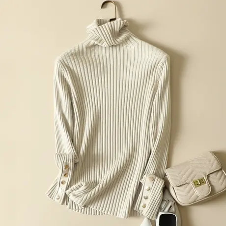 高领毛衣打底衫女内搭秋冬套头长袖修身紧身非羊绒堆堆领针织衫女商品大图