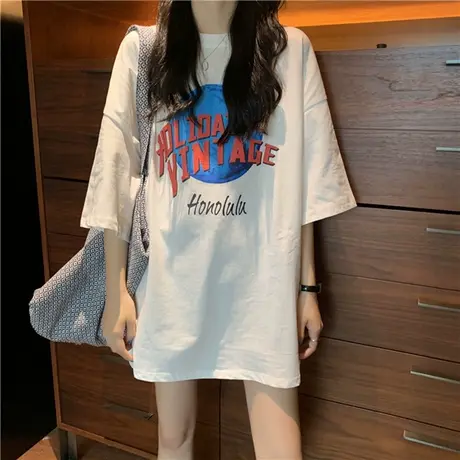 纯棉胖mm大码T恤短袖2021夏新款减龄大码女装宽松短袖中长款t恤女图片