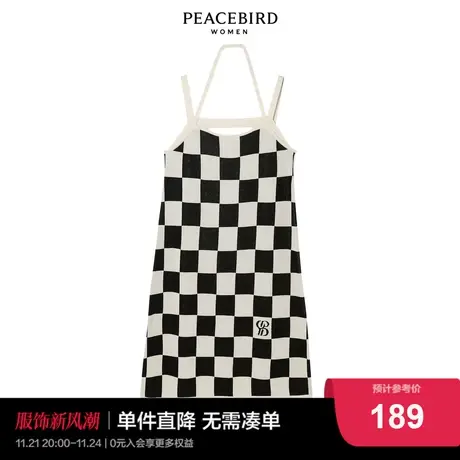 【商场同款】太平鸟女士时尚2022年新款时尚格纹吊带裙A1FAC1892图片