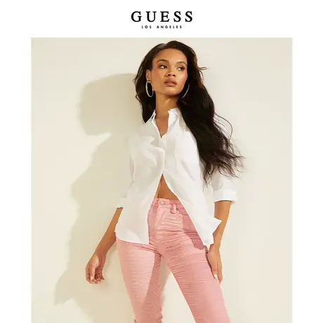 【38上新季】GUESS女士纯色舒适休闲文艺气质简约衬衫W1GH07R9PN1商品大图