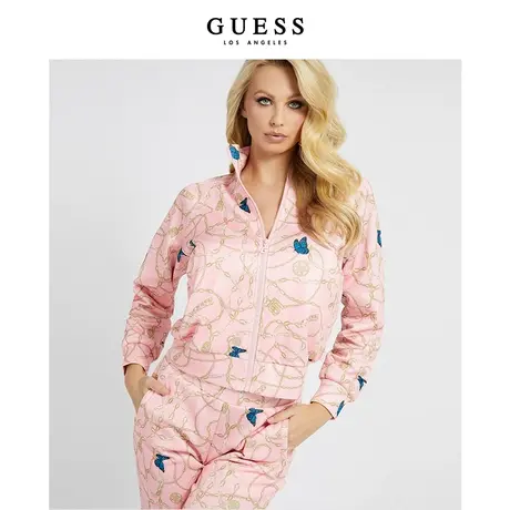 【38上新季】GUESS女士蝴蝶印花运动卫衣外套V2GQ12FL04Q图片