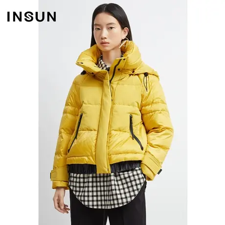 INSUN恩裳冬季连帽H型哑光鸭绒羽绒服商品大图