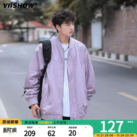 VIISHOW外套男春秋季日系复古休闲工装宽松潮牌飞行员夹克棒球服商品大图