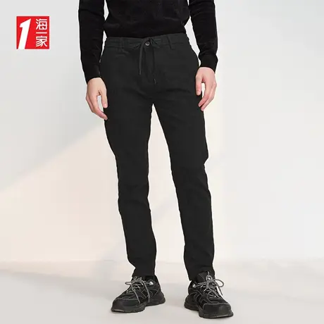 海一家休闲青春九分裤2023秋季新款抽绳松紧腰时尚舒适男士牛仔裤商品大图