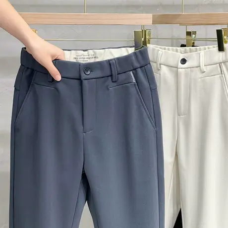 2023秋冬季新款男士毛呢裤子直筒加厚宽松男装商务休闲裤秋冬长裤商品大图