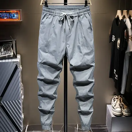 夏季薄款冰丝休闲裤男潮牌速干韩版宽松百搭运动束脚小脚裤子学生图片