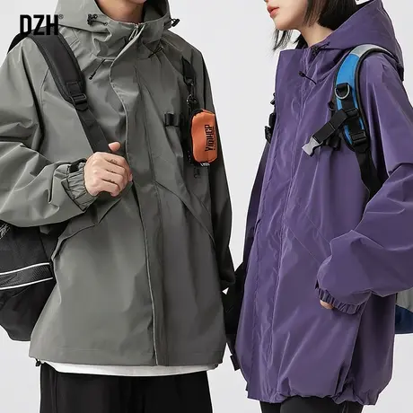 男士日系工装外套男春秋潮高级感2024新款冲锋衣情侣款登山服夹克图片