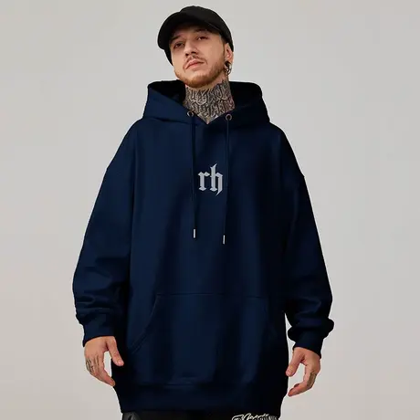 大码秋冬季2024嘻哈潮牌卫衣男装加绒宽松套头胖男生外套胖子男装图片