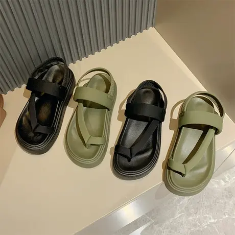 厚底松糕超火夹趾罗马鞋女2024年夏季新款时尚百搭舒适仙女风凉鞋图片