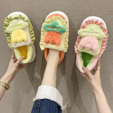 棉拖鞋女冬季家居室内可爱月子鞋产后秋冬天加绒包跟棉鞋女士外穿商品大图