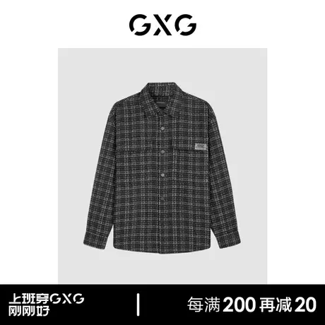 GXG 秋季新品经典黑白格纹休闲夹克外套简约情侣外套 23年清仓款图片