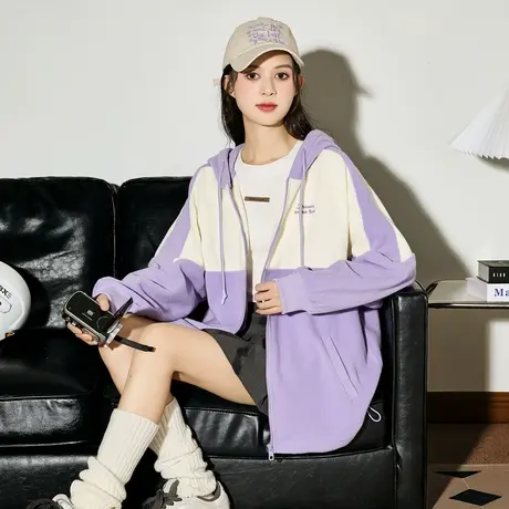 唐狮摇粒绒外套女秋冬季加厚爆款新连帽宽松韩版休闲女装上衣图片