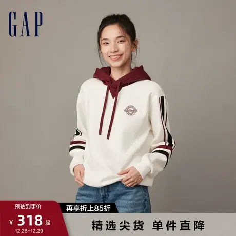 Gap女装冬季新款LOGO校园风百搭抓绒宽松连帽衫休闲卫衣840929商品大图