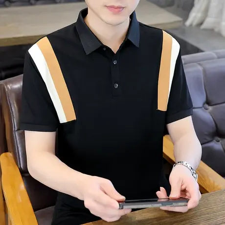 polo衫男士短袖t恤夏季纯棉薄款翻领半袖爸爸装商务休闲潮牌衣服商品大图