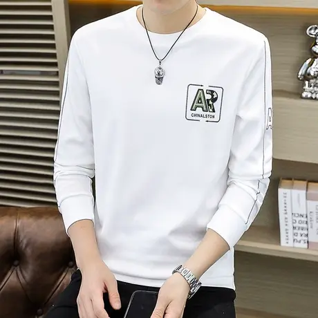 圆领卫衣男2023秋季新款潮流休闲百搭舒适套头长袖T恤打底衫上衣商品大图
