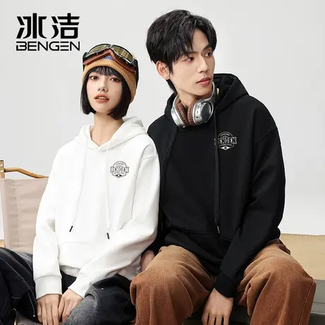 冰洁卫衣女2024春季新款舒弹日常休闲女装校园情侣连帽潮流上衣商品大图