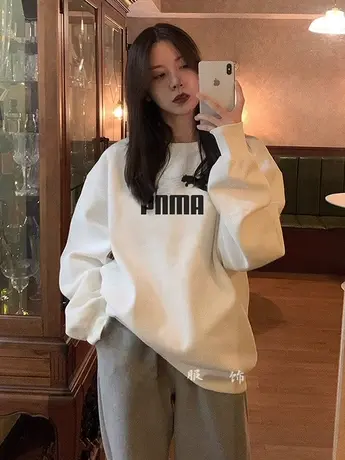 奥特莱斯旗舰店潮牌圆领卫衣男女秋冬季宽松长袖T恤情侣上衣外套图片