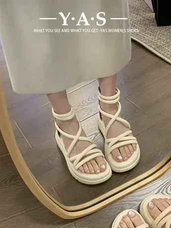 厚底凉鞋女款2024年夏季新款时尚百搭设计感小众气质一字带罗马鞋商品大图