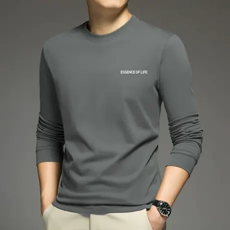 重磅纯棉t恤男长袖摇粒绒加绒加厚保暖内搭打底衫圆领全棉秋衣服图片