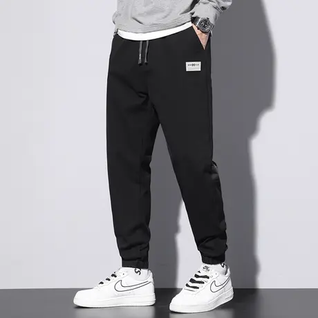 休闲长裤子男秋冬款韩版潮流百搭宽松运动裤九分小脚束脚黑色卫裤商品大图