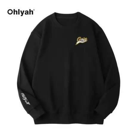 Ohlyah原创秋季卫衣oversize高街男女圆领套头宽松无帽情侣款上衣商品大图